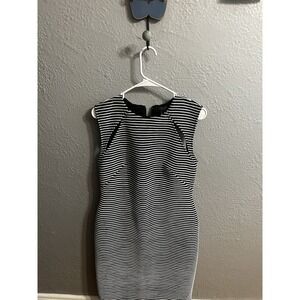 Topshop‎ Women's Black & White Striped Cocktail Bodycon Dress Size 10 Nordstrom
